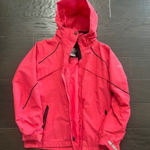 Columbia Pink & Black Wind Breaker / Rain Jacket Girls Size 10-12